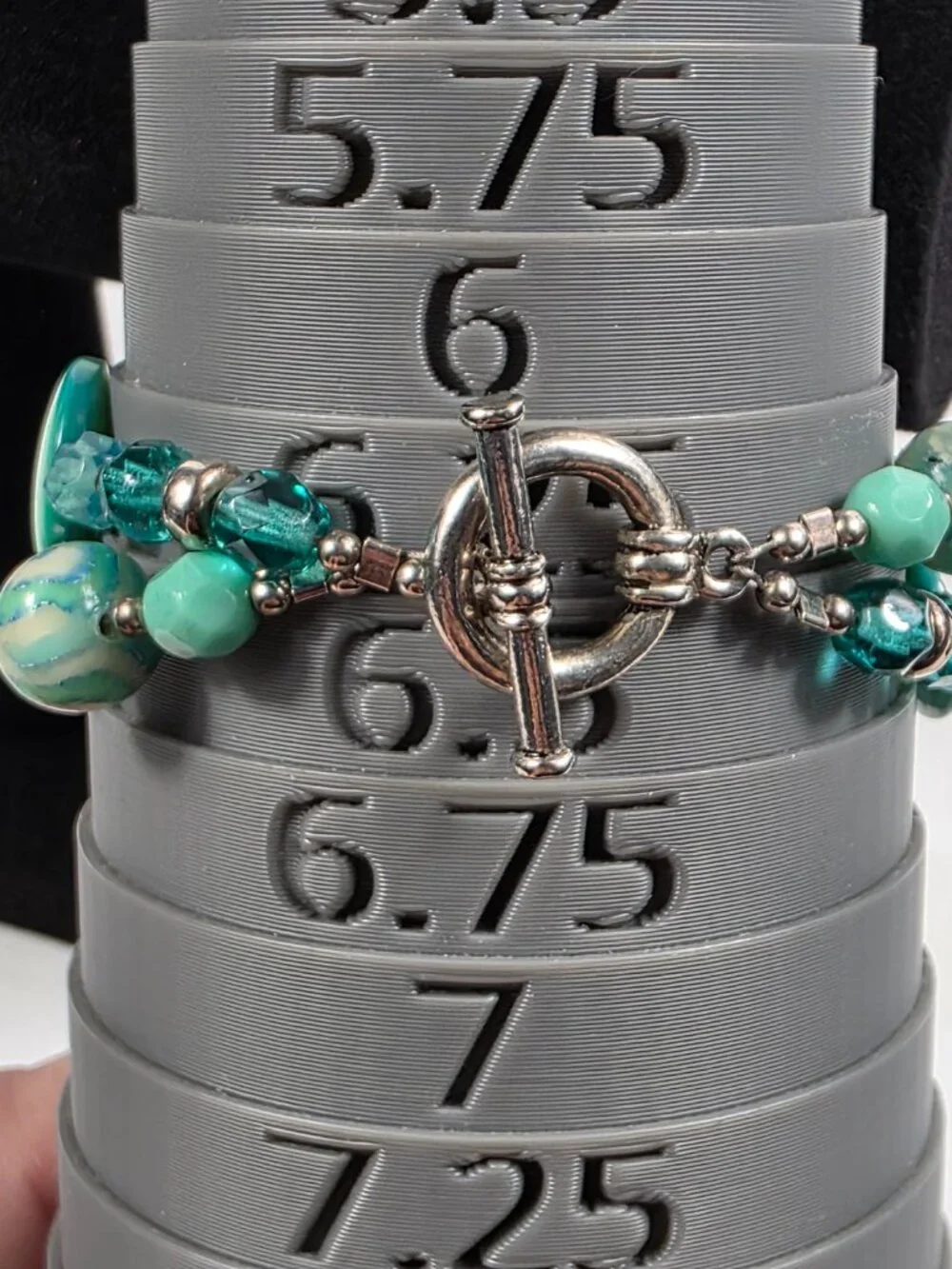 Two-Strand Turquoise Color Beaded Bracelet Swirl, Solid & Translucent Beads